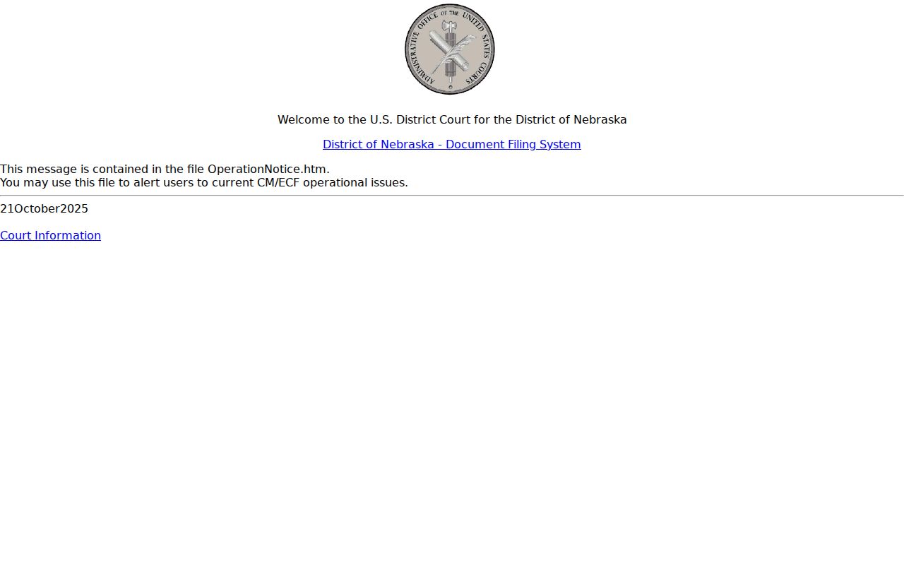 Boyd County case search scope distinction showing the CM ECF source page