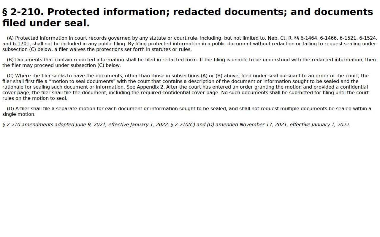 Boyd County court records protected-information and redaction rule