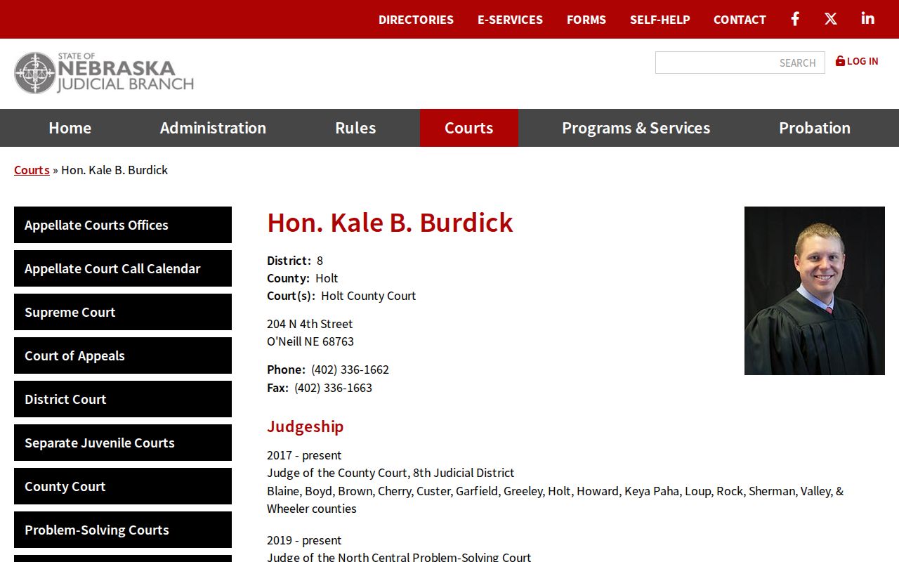 Boyd criminal docket Judge Kale Burdick profile