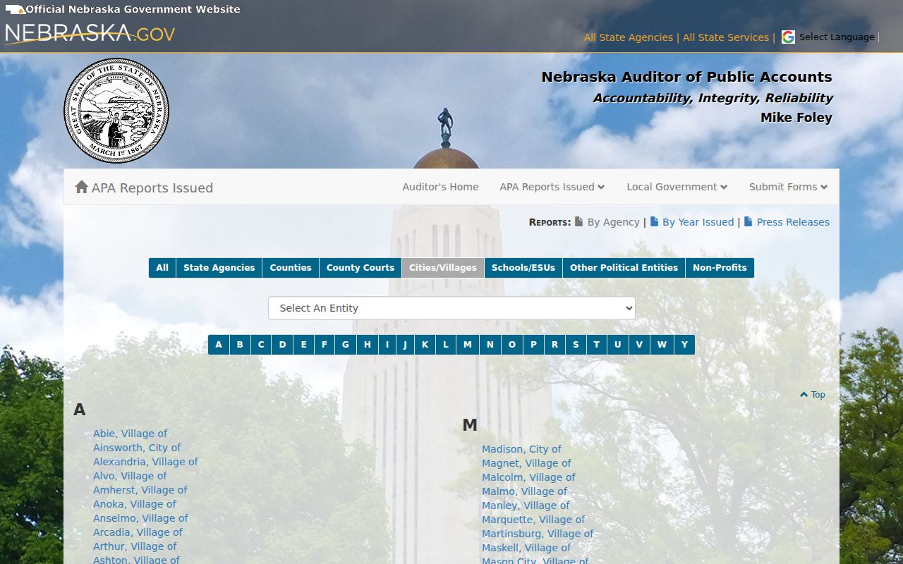 Naper court docket context on the Nebraska municipal entity index