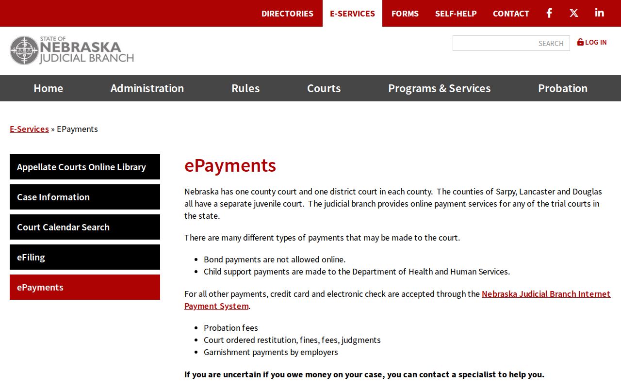 Spencer court docket Nebraska ePayments channel