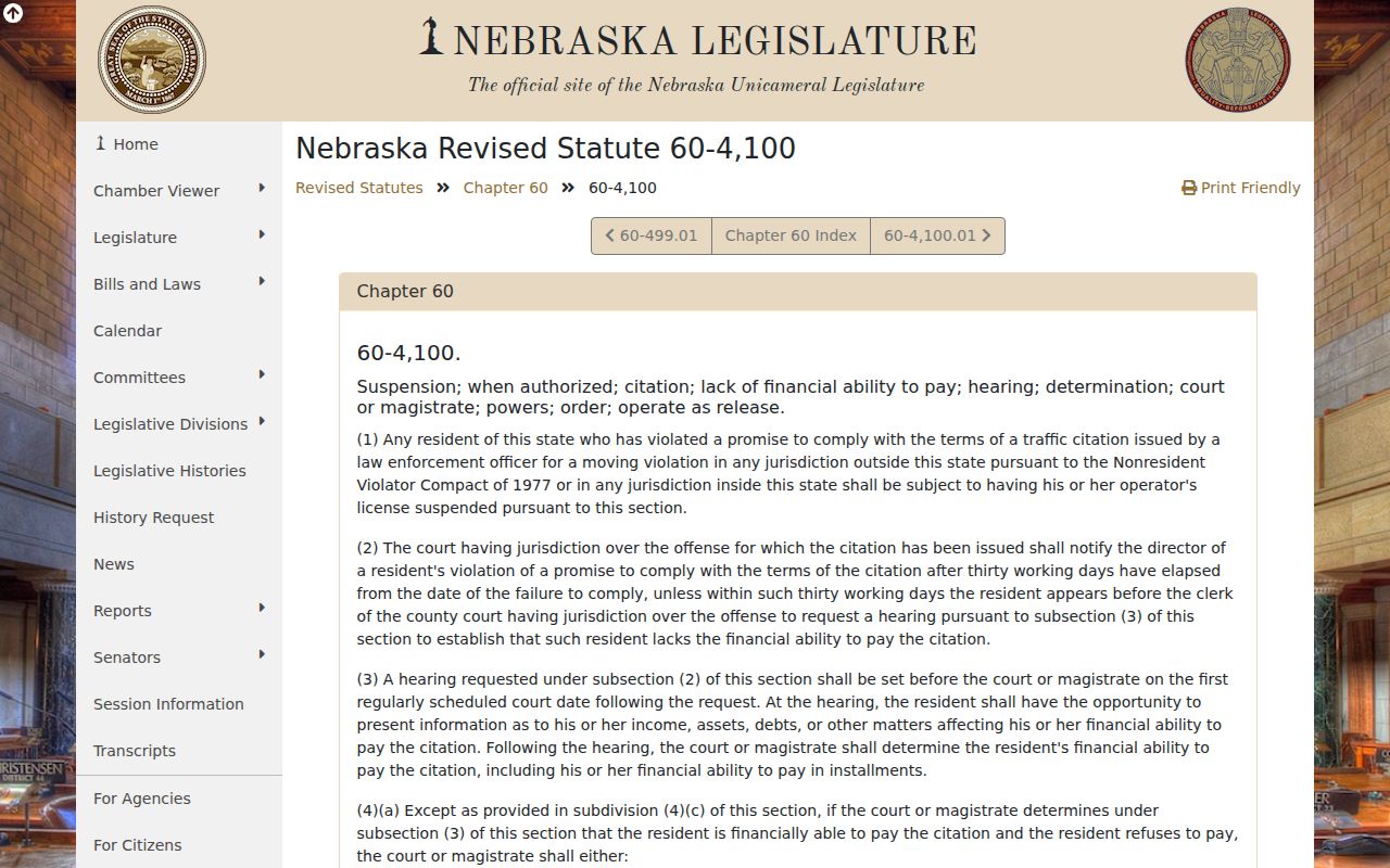 Boyd County traffic court records Nebraska DMV notice statute